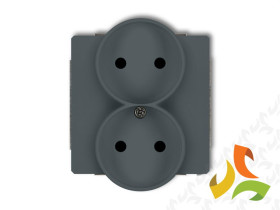 DECO Gniazdo podwójne bez uziemienia do ramki (przesłony torów prądowych) grafitowy mat 28DGPR-2p KARLIK
