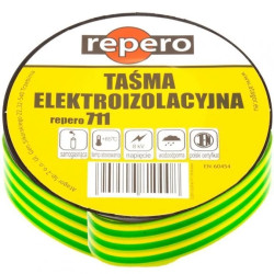 Taśma izolacyjna PVC 15mm x 10m Repero 711 żółto-zielona