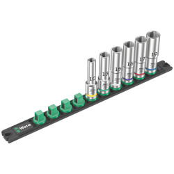 Wera 05005470001 Magnetic Socket Rail C Deep 1 Socket Set, 1/2&quot; Drive, 6 pc