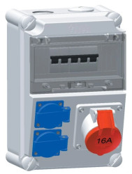 Rozdzielnica naścienna 2x16A 230V, 1xCEE 16A 5P 400V, 2xB16/1, 1xC16/3 IP44 5101191