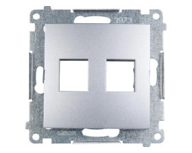 Simon 54 Pokrywa gniazda teleinformatycznego podwójnego 2xRJ Keystone płaska srebrny mat DKP2.01/43