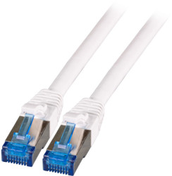 Patch cable highly flexible, highly flexible, RJ45 plug, straight to RJ45 plug, straight, Cat 6A, S/FTP, LSZH, 0.5 m, white, K55