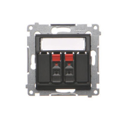 Simon 54 Gniazdo głośnikowe 2-kr. z polem opisowym (moduł) przekrój przewodów dla wejścia i wyjścia 25mm2 czarny mat DGL32.01/49