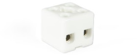 Porcelain terminal block, 2 pole, 0.5-9.0 mm², clamping points: 2, white, screw connection, 24 A, 157/ 2