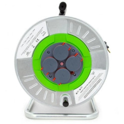 Bęben, nawijak metalowy do kabli, przewodów elektrycznych, przedłużaczy, zwijak z gniazdami IP44, TMNPL-IP44