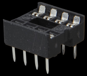 IC socket, 8-pin, double spring contact