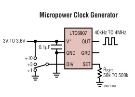 Micropower, 40kHz to 4MHz Resistor Set Oscillator in SOT-23