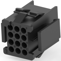 Socket housing, 12 pole, pitch 4.2 mm, straight, black, 1-640512-0