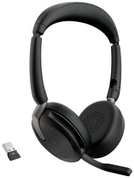 Jabra Evolve2 65 Flex Link380a UC + Ladepad Słuchawki nauszne Bluetooth stereo czarny Wyciszanie hałasów zestaw słuchawk