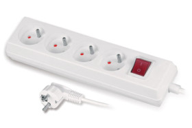 Przedłużacz z wyłącznikiem 4-gniazda z/u 10A 1,5m /OMY 3x1/ biały PS-470WS