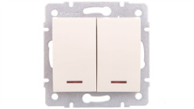 Logi Łącznik Dwugrupowy Świecznikowy Z Led Śrubowy 10Ax 250V Kremowy...