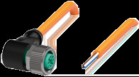 Sensor actuator cable, M12 cable socket, angled, A to open end, 4 pole, 15 m, POC, orange, 4 A, 239999-0043