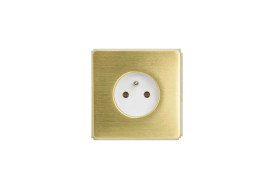 Gniazdko elektryczne białe pojedyncze ramka stal szczotkowana PVD Brass GN-SNPBR01B