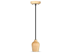 VT-7778 Lampa wisząca drewno czarny przewód 3721 V-TAC