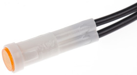 Lampka kontrolna do montażu panelowego 230V ac Pomarańczowy 8mm Neonowy Chrom Wyprowadzenia Arcolectric (Bulgin) Ltd