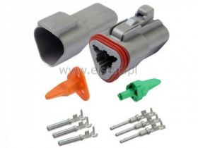 Złącze DEUTSCH wtyk i gniazdo 3 PINY ( kpl.)