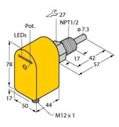 Turck Czujnik zanurzeniowy FCS-N1/2A4P-AP8X-H1141 6871032 Zasilanie (zakres): 19.2 - 28.8 V/DC 1 szt.
