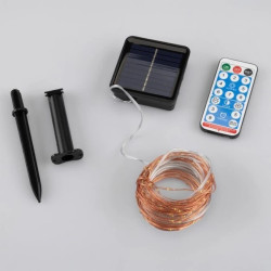 Girlanda Solarna Ogrodowa 100x LED Ozdobne Druciki 12m 3000K Ciepła + PILOT FILO LUMILED