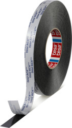 Adhesive tape, 19 x 0.8 mm, double sided, foamed acrylate, black, 25 m, 07063-00011-22