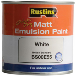 Rustins MEMLW250 Quick Dry Matt Emulsion Paint White 250ml