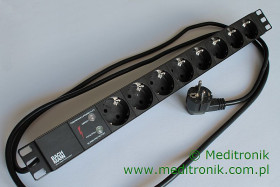 IT listwa zasil. PDU Basic 1HE z ochr.przep. 19" 8x gn.Schuko zas. 2m cz./c