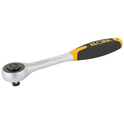 Elora 25408 200mm 1/2&quot; Square Drive Push Through Soft Grip Reversible Ratchet