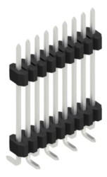 Pin header, 9 pole, pitch 1.27 mm, angled, black, SLVW9SMD1279Z