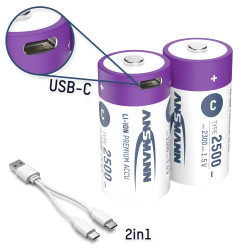 Akumulator C/R14 Ansmann LR15 USB-C Li-Ion 2500 mAh 1.5 V 2 szt.