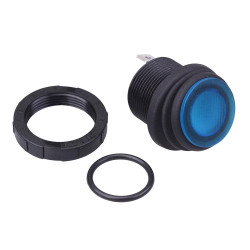 Blue illuminated 230V Waterproof Round 20mm Rocker Switch IP68 SPST 16A