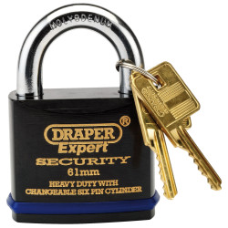 Draper Expert 64194 61mm Heavy Duty Stainless Steel Padlock &amp; 2 Keys