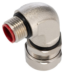 Łącznik do kanałów kablowych Adaptaflex gwint M16 16mm Kolanko 90° Stal IP67 Srebrny