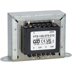 Vigortronix VTX-126-075-212 Chassis Mount Transformer 230V 75VA 12V&#x2B;12V