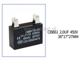2,0uF 450V kondensator silnikowy; złącza 6,3mm