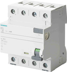 RCCB, Typ A, 4-biegunowy, 40A, 300mA, Siemens, 5SV3 SENTRON 400V ac
