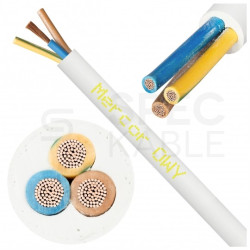 Kabel warsztatowy OWY / H05VV-F 3x1,5mm2 biały 300/500V giętki linka Mercor