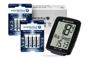 Baterie everActive Pro Alkaline 192szt LR6 / AA, 96szt LR03 / AAA + licznik rowerowy Sigma BC 7.16