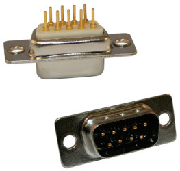 Złącze D-Sub 9-pinowe Męski Kątowe Przewlekany raster 2.769mm Złoto