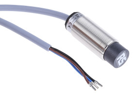 Czujnik zbliżeniowy M18 Indukcyjny 12 mm RS PRO Niewpuszczany 10 → 30 V dc długość 50mm Gwintowany