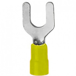 Końcówka widełkowa izolowana typ KWI / KNE DIN 6,0mm2 / M6 miedziana cynowana galwanicznie żółta ERKO 100szt.