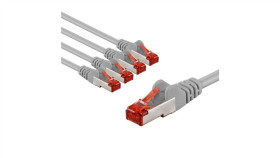 Cat 6 Kabel Krosowy, S/Ftp (Pimf), 3 M, Szary, Zestaw 5 - Długość Kabla 3 M