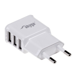 Ładowarka sieciowa Akyga 15W 3x USB-A 5V / 3.1A biała