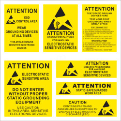 1903EC129 ESD sticker sheet, 7-piece, English