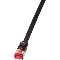 LogiLink CF2013S CAT 6 U/FTP Flat Patch Cable Black 0.25m Gold Plated 1pc