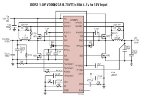 Dual DC/DC Controller for DDR Power with Differential VDDQ Sensing and ±50mA VTT Reference