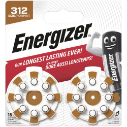 Energizer E303829500 Button Cell ZA 13 1.45V 16 pc Zinc Air EZ Turn &amp; Lock (13)
