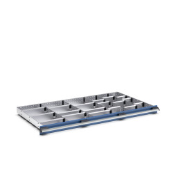 Zestaw przegródek Ściana działowa Srebrny Blacha stalowa for use with Szuflady, Dimensions1300 X 750 X 75mm Bott