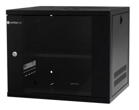 Szafa wisząca lekka niedzielona 19 9U, drzwi blacha/szkło, ściągane osłony boczne, 550×450×455 szer./gł./wys. mm RAL: 9004, w