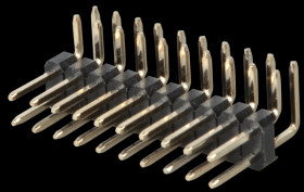 2 x 10-pin header, angled, pitch 2.54