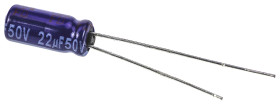 Kondensator 22μF 50V dc Radialny, Otwór przelotowy Panasonic roztaw: 2mm 5 (Dia.) x 11mm