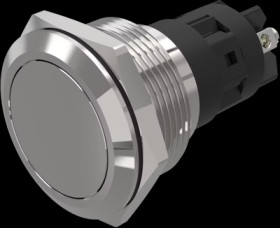 Vandal-proof pushbutton, silver, unlit , mounting Ø 22 mm, IP65/IP67, 82-6152.1000
